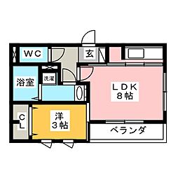 白山ガーデンプレイス 1LDKの間取図画像