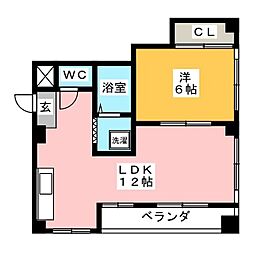 コーポ柳川 1LDKの間取図画像
