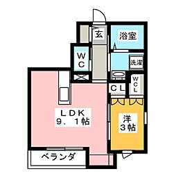 メゾン加納栄町通W 1LDKの間取図画像