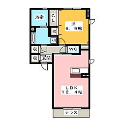プランドール加納 1LDKの間取図画像