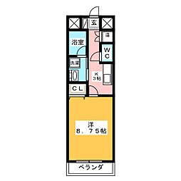 キャッスルヒルズ柳ケ瀬 1Kの間取図画像