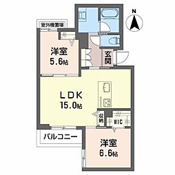 シャーメゾン月の杜 2LDKの間取図画像