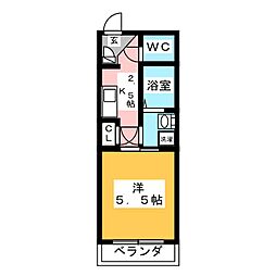 ハイツヤマト 1Kの間取図画像