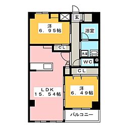 THE  SIX 2LDKの間取図画像