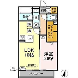 Clair島田 1LDKの間取図画像