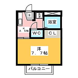 シマダハイツ 1Kの間取図画像