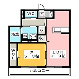 ささら弐番館 1LDKの間取図画像