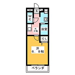 第2メゾン永田ビル 1Kの間取図画像