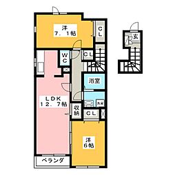 アンジュオーブ 2LDKの間取図画像