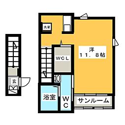 アルカンシェル・ミニョン ワンルームの間取図画像
