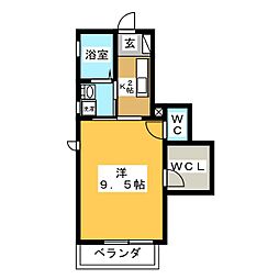 メノマーレA 1Kの間取図画像