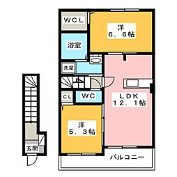 カーサベリンダ2 2LDKの間取図画像