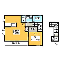 ボンジュール佳き日 1LDKの間取図画像