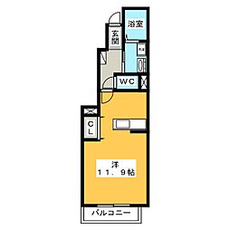 グロースフィールド2 ワンルームの間取図画像