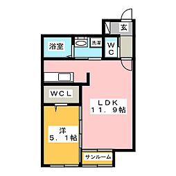オウル細畑 1LDKの間取図画像