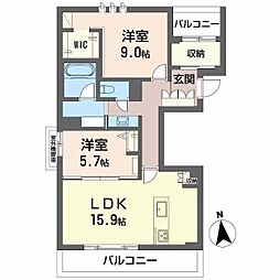 シャーメゾン西岐阜アバンセ 2LDKの間取図画像