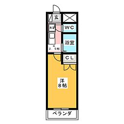 K's 1Kの間取図画像