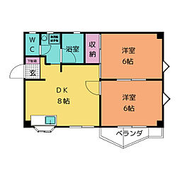 ハイツブリッジ 2DKの間取図画像