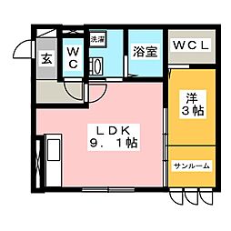 ベルエア岐阜 1LDKの間取図画像