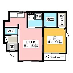 プリミエールワイズ 1LDKの間取図画像