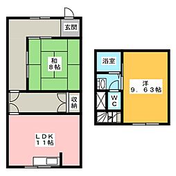 メゾン中村 1階2LDKの間取り