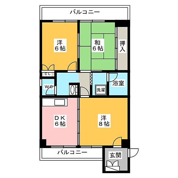 アクアポリスランドマーク2000 ｜岐阜県大垣市三塚町(賃貸マンション3DK・1階・59.94㎡)の写真 その2