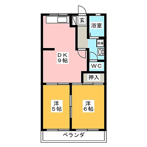 コミュニティタウン50 ｜岐阜県大垣市三本木４丁目(賃貸マンション2DK・1階・44.55㎡)の写真 その2