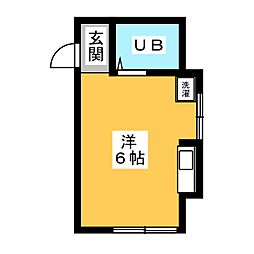 ピーコック ワンルームの間取図画像
