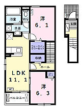 プリムローズ 205 ｜ 岐阜県大垣市青柳町２丁目92番地（賃貸アパート1LDK・2階・50.14㎡） その2