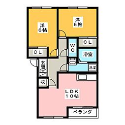 パティオガーデンA 2LDKの間取図画像