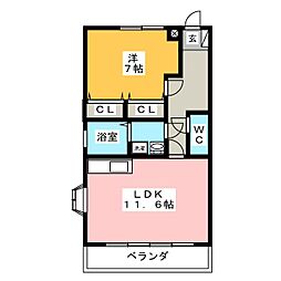 ミクラーシュG 1LDKの間取図画像