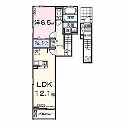 エスポワール 2階1LDKの間取り