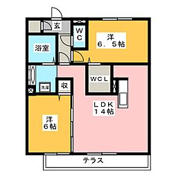 シェーンハイム静里 2LDKの間取図画像