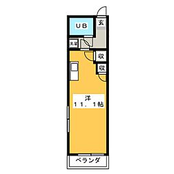 一光青柳ハイツ ワンルームの間取図画像