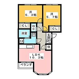 オアシスITO 2LDKの間取図画像
