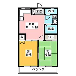 名和第2ビル 2DKの間取図画像