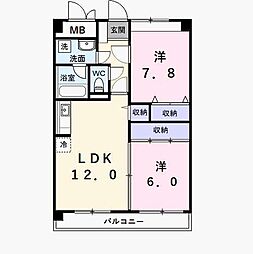 リバーサイドWillow 2LDKの間取図画像