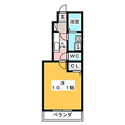 グレイシャス 1Kの間取図画像