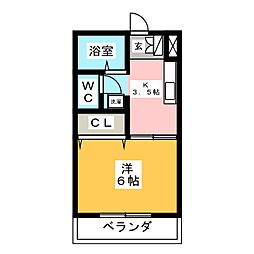 はなみずきA 1Kの間取図画像