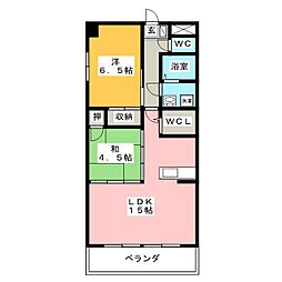 飛鳥 2LDKの間取図画像