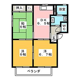 グランシードB 3DKの間取図画像