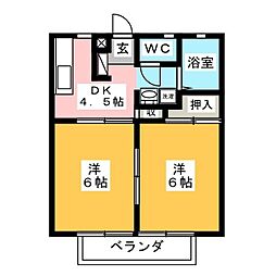 サンビレッジ割田C 2DKの間取図画像