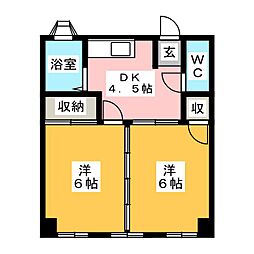 第1川瀬ビル 2DKの間取図画像