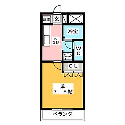 アグレスト・2 1Kの間取図画像