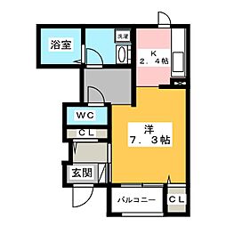 コンフォートビブレ 1Kの間取図画像