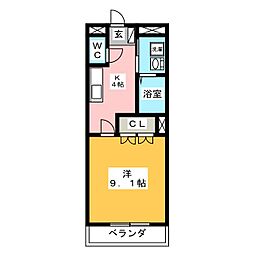 コンビブレ 1Kの間取図画像