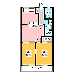 サンハイム桐山 2LDKの間取図画像