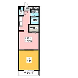 ディアコート新田 1LDKの間取図画像