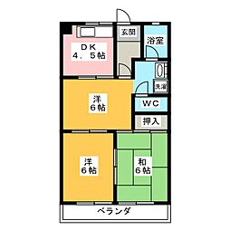 レジデントリバティー 3DKの間取図画像