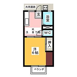 パナハイツ・ソレイユ 1Kの間取図画像
